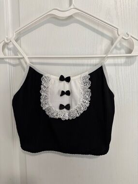 Black Lace-Trim Bow Cami
